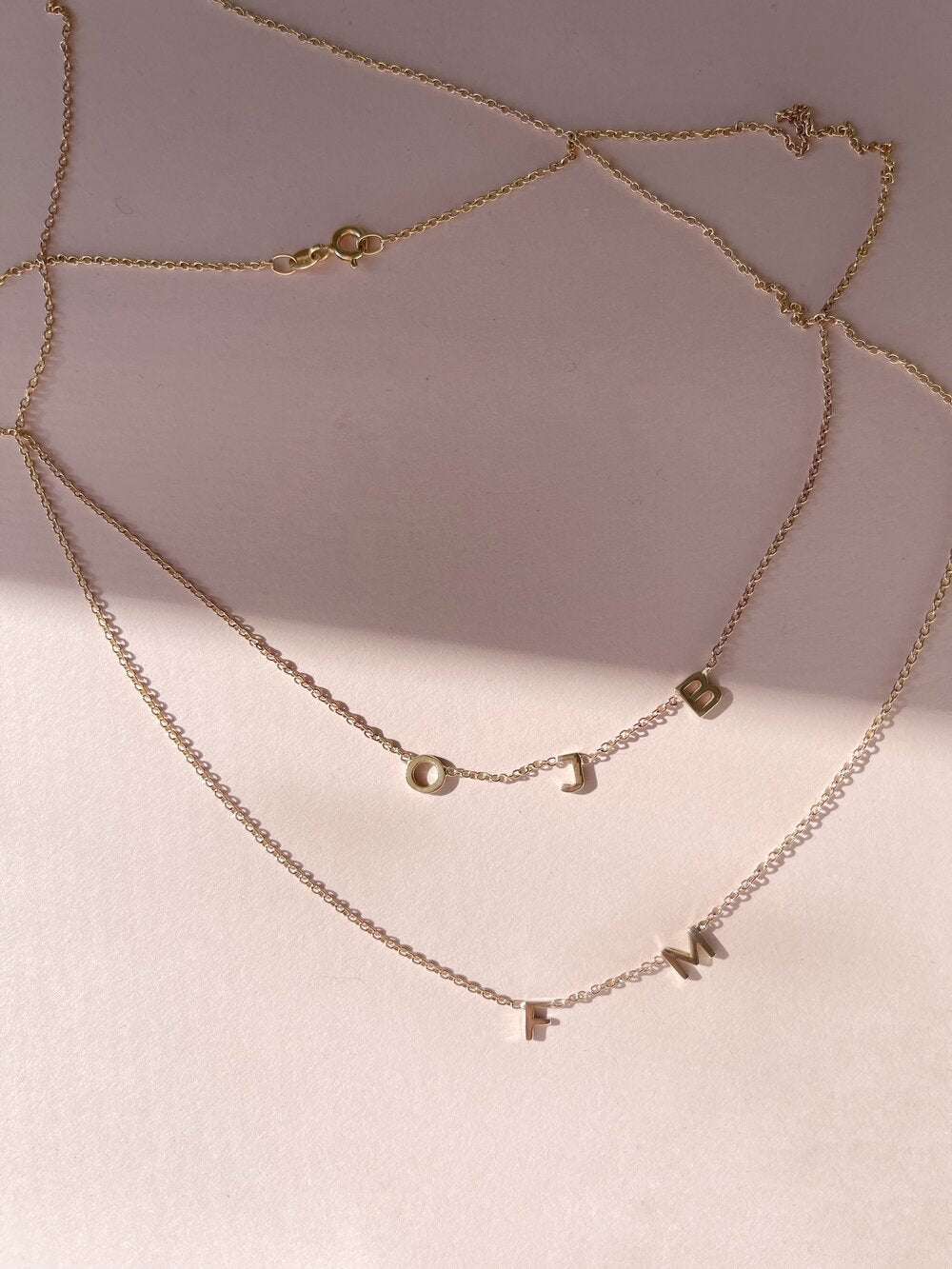 Tiny Alphabet Layering Necklace - Minimal Style Solid 9ct Gold Letter Necklace