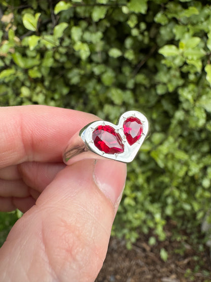 Silver Heart Pear Signet