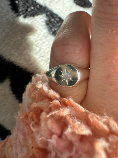 Birthstone Signet Ring Silver