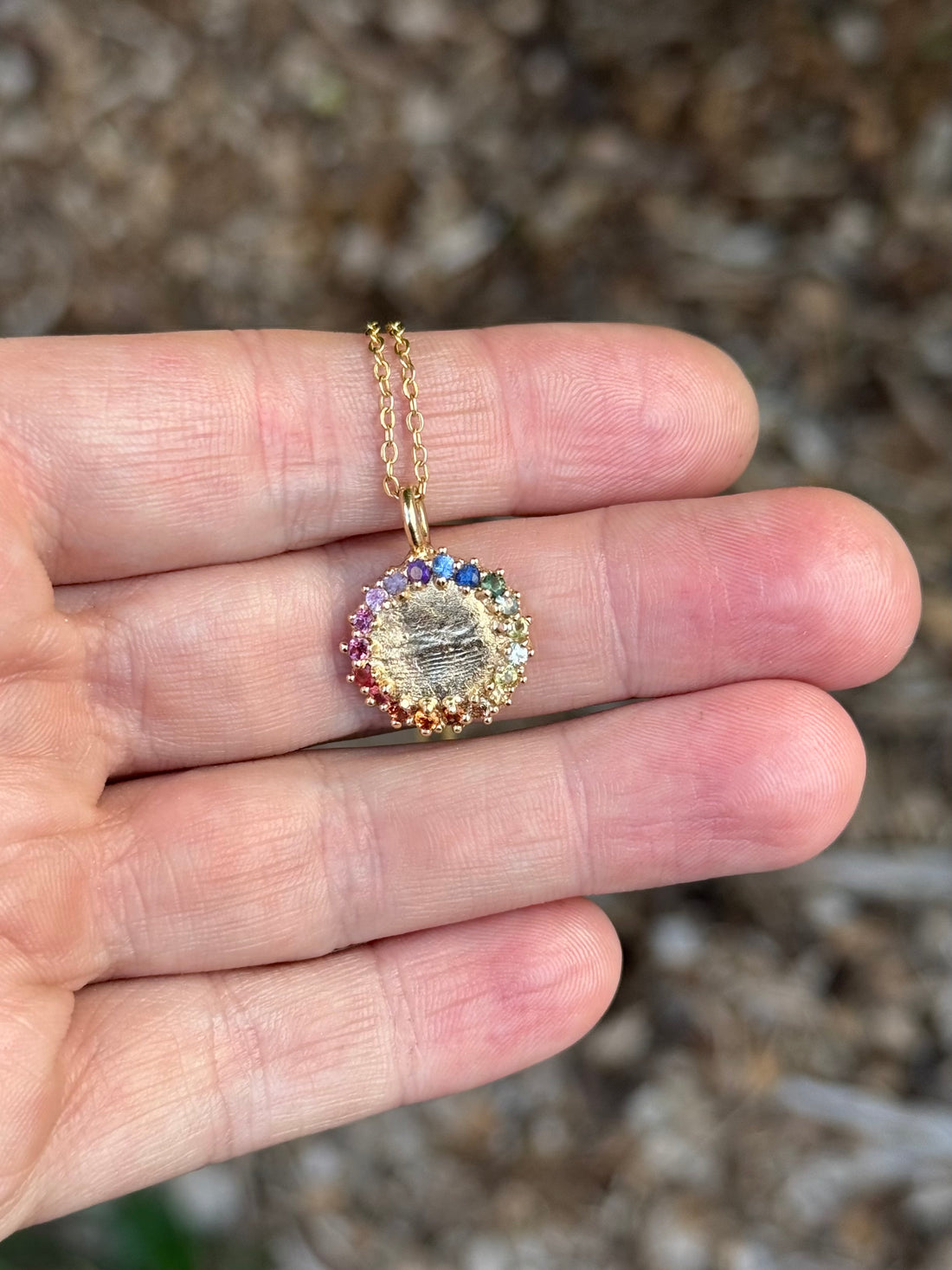 Rainbow Fingerprint Necklace - Silver or 9ct Gold