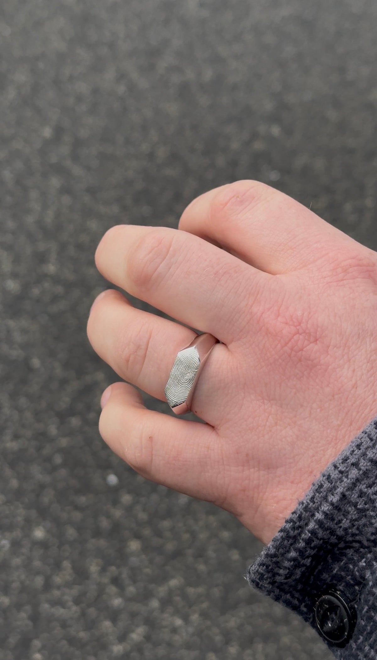 Geometric Fingerprint Signet Ring - Sterling Silver and 9ct Gold