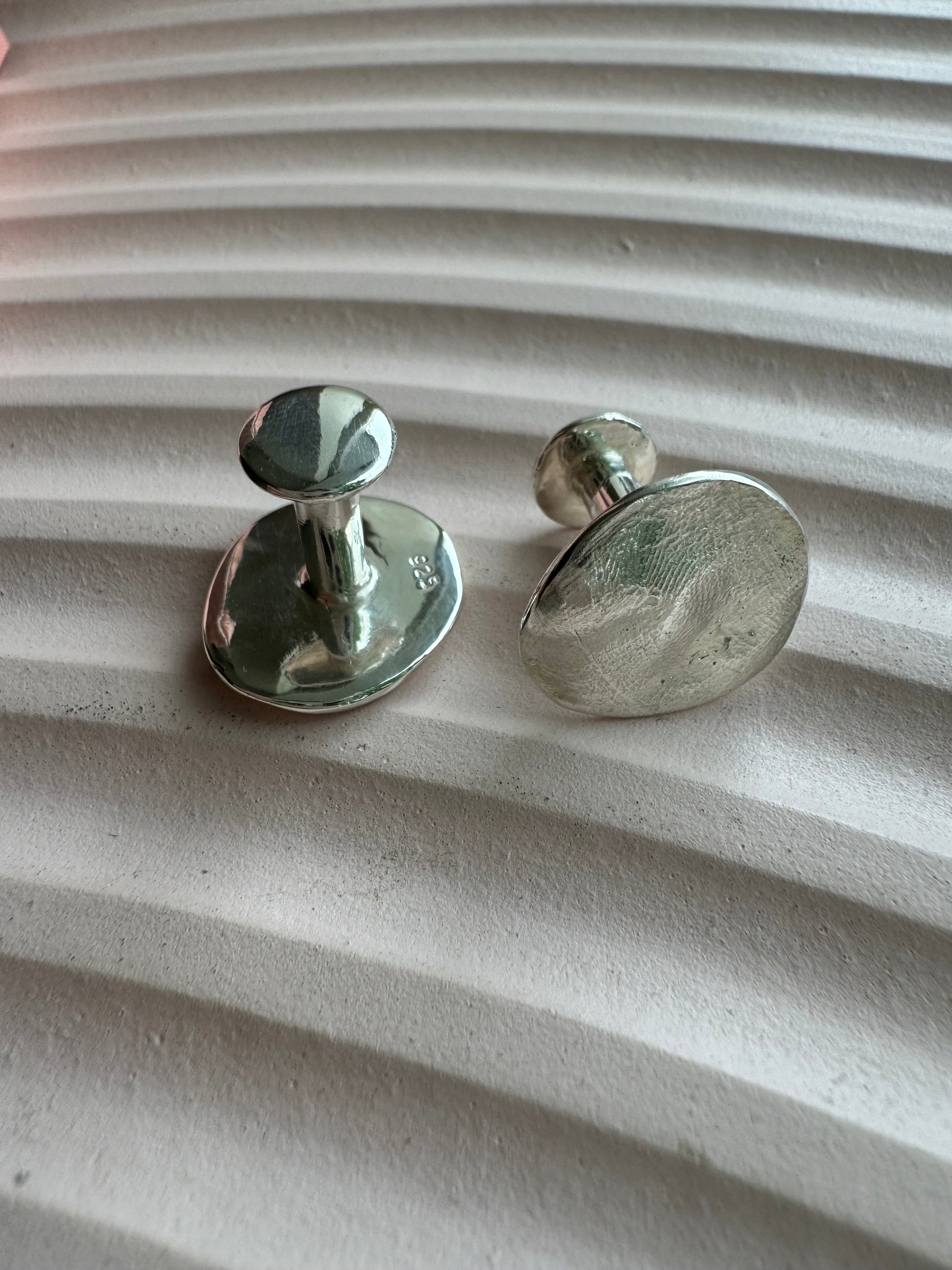 Fingerprint Cufflinks in Sterling Silver + Fingerprint Impression Kit