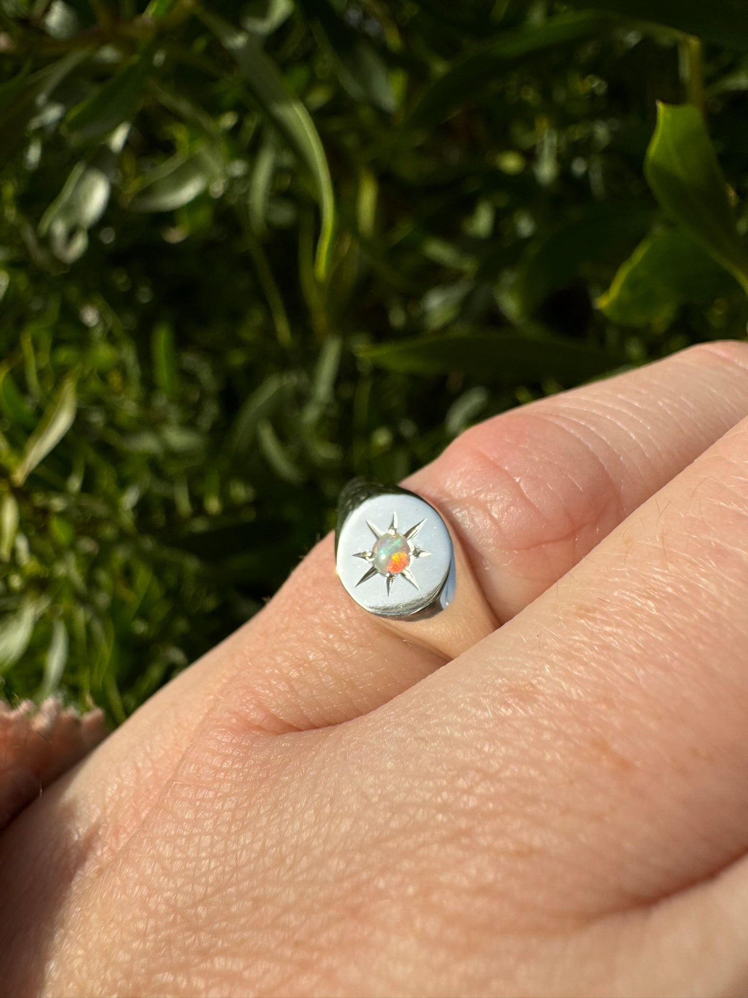 Birthstone Signet Ring Silver