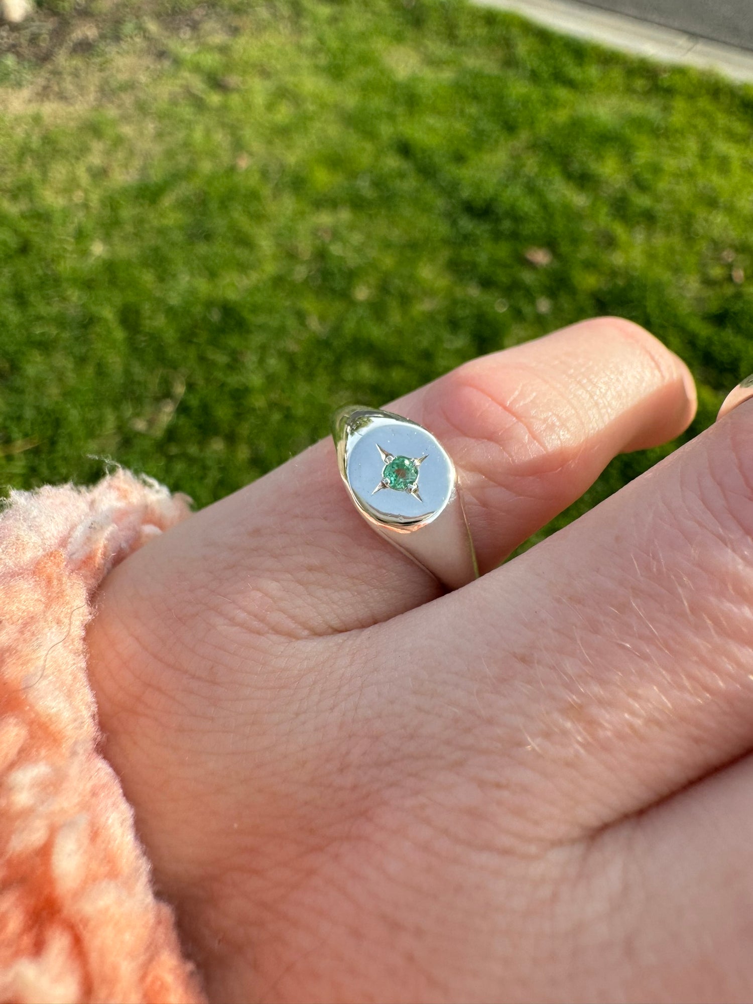 Birthstone Signet Ring Silver