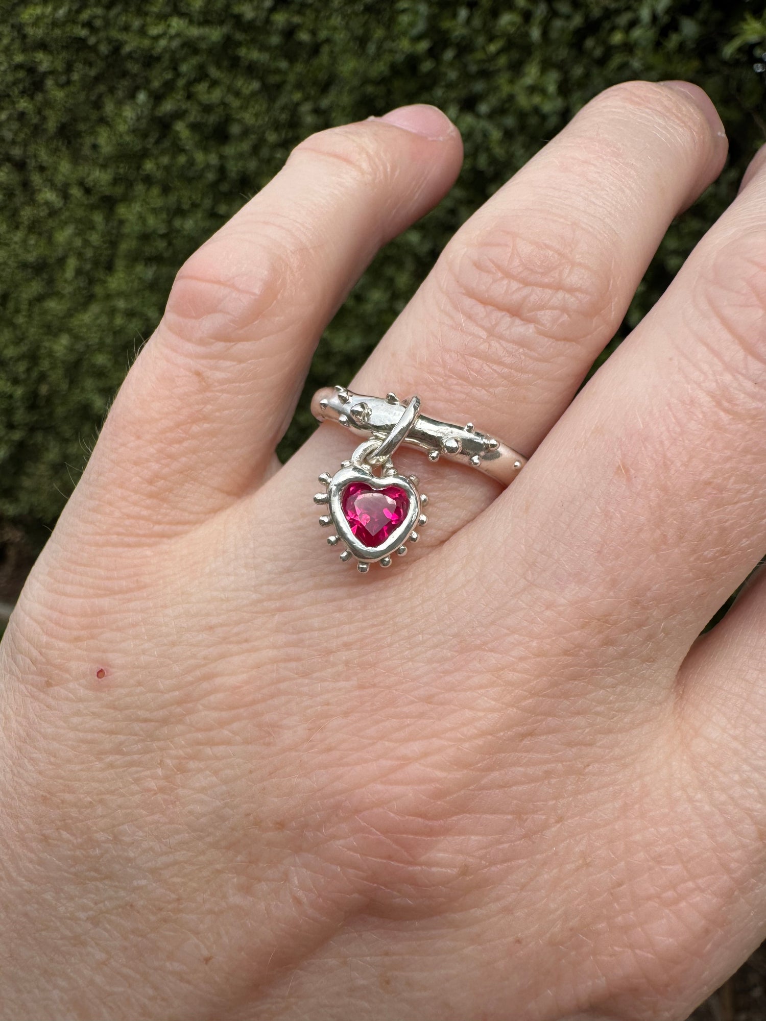 Silver Heart Dangling Ring