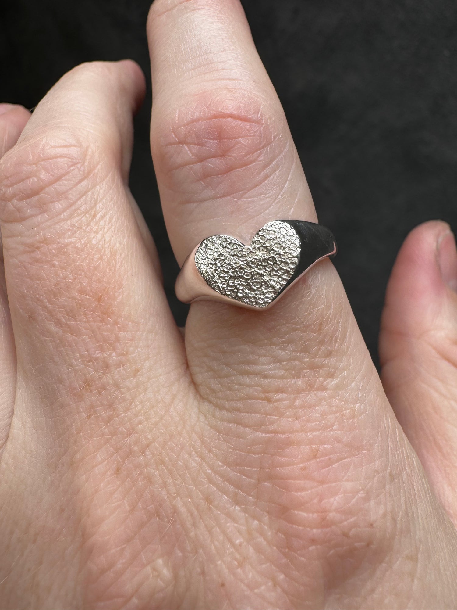 Heart Signet Fingerprint Ring - Sterling Silver or 9ct Gold