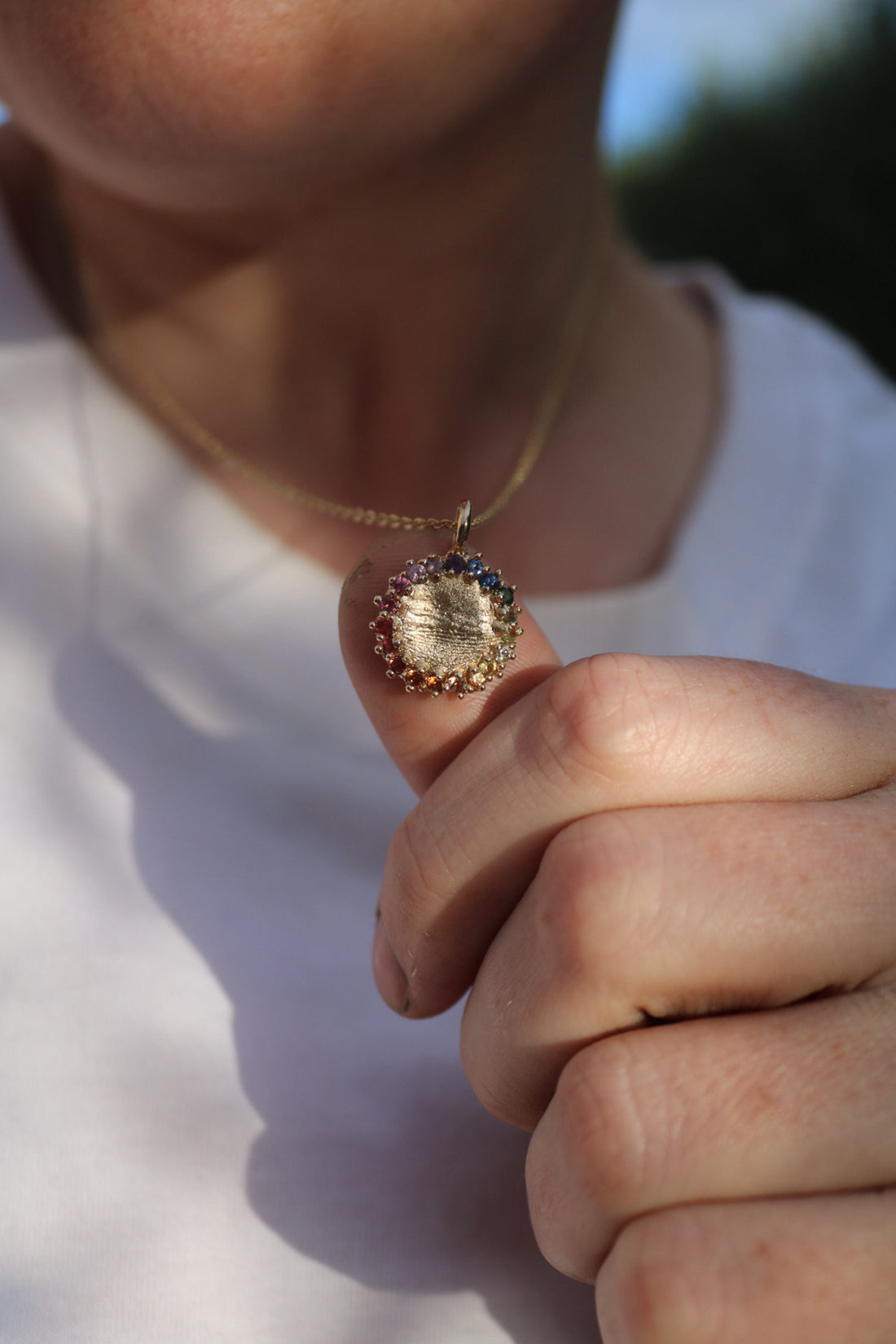 Rainbow Fingerprint Necklace - Silver or 9ct Gold