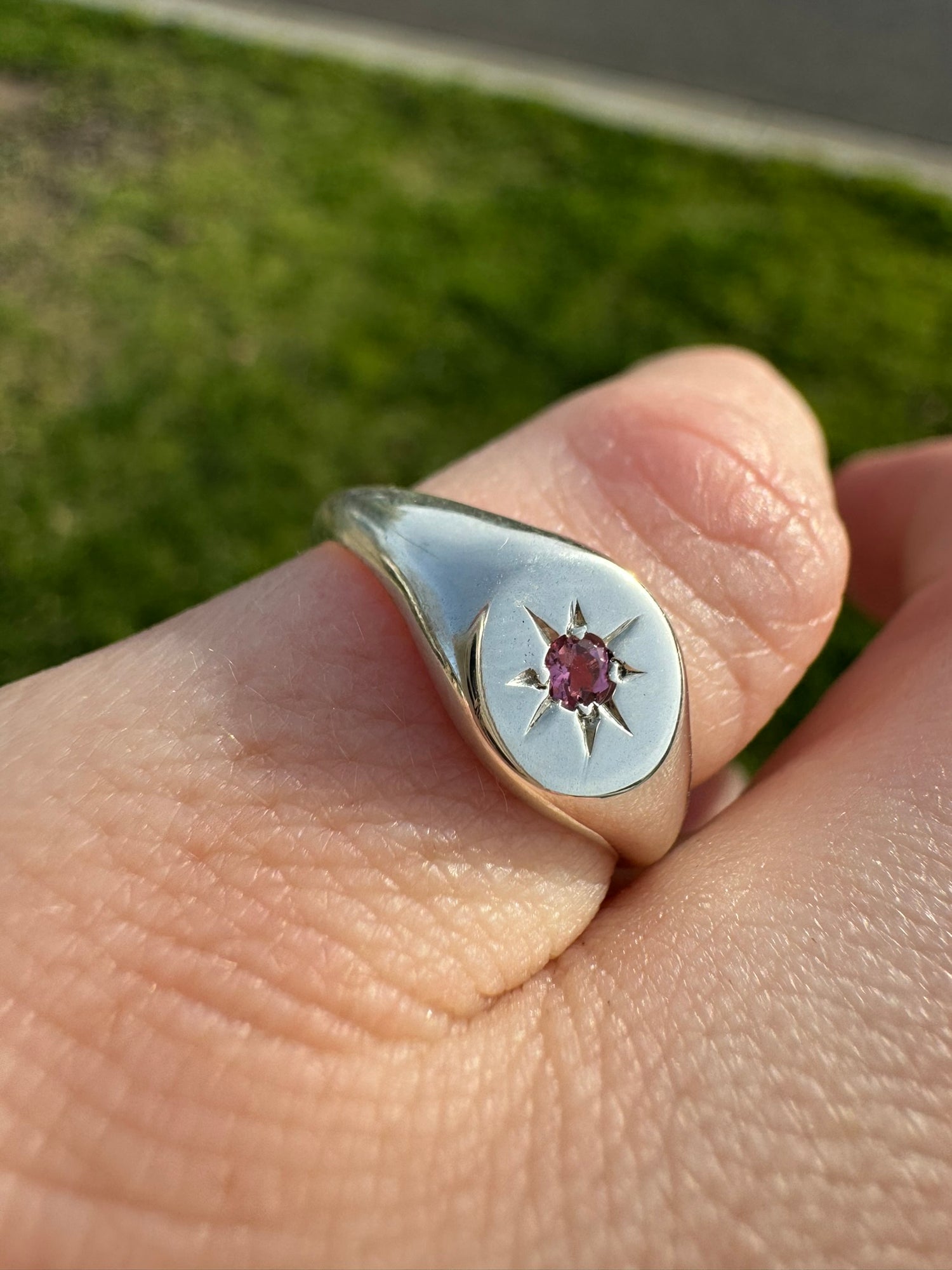 Birthstone Signet Ring Silver