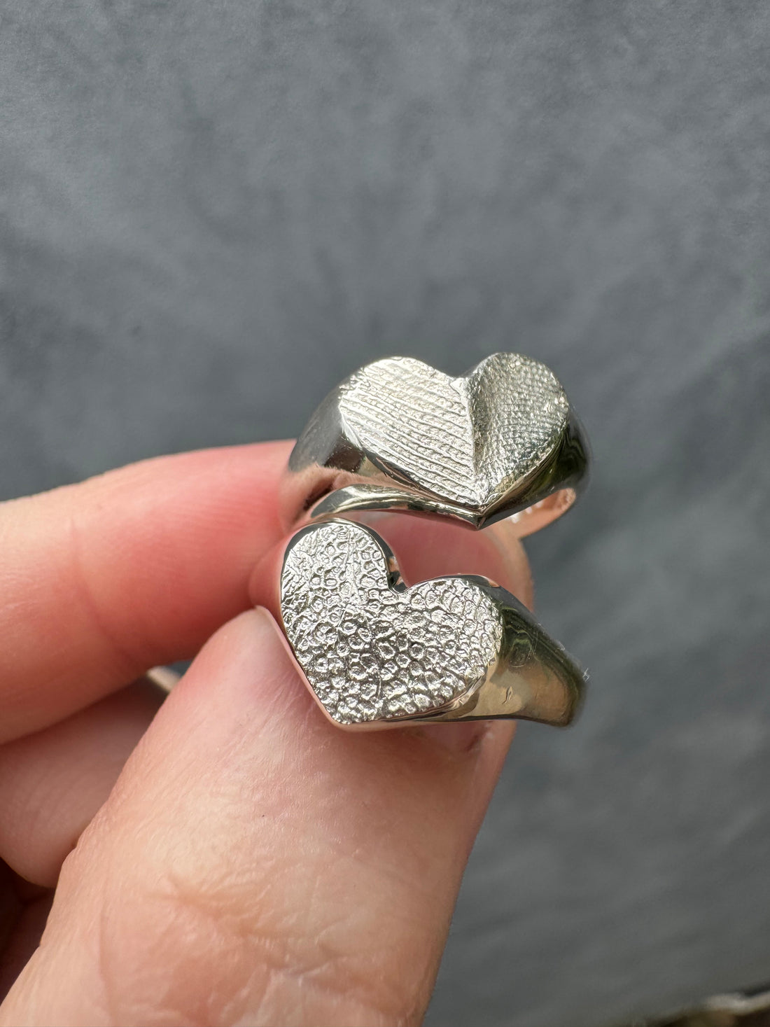 Heart Signet Fingerprint Ring - Sterling Silver or 9ct Gold