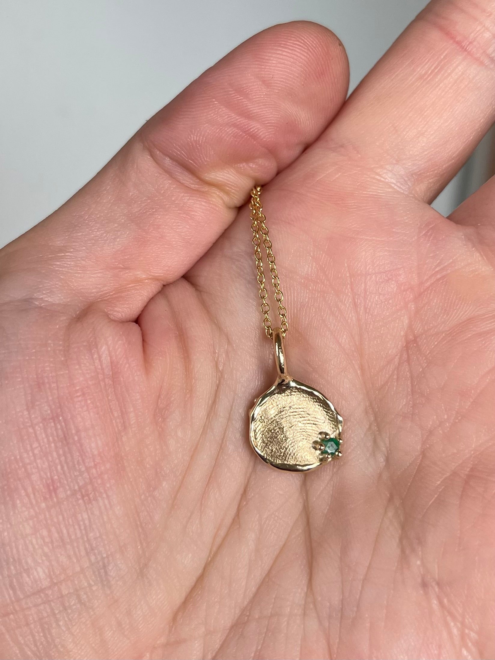 Gemstone + Fingerprint Pendant - Sterling Silver or 9ct Gold - Impression Kit + Necklace