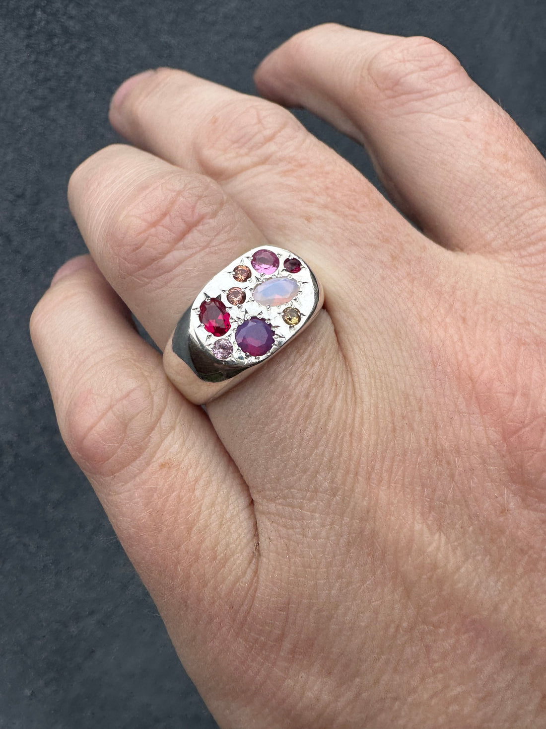 Silver Multi Stone Signet