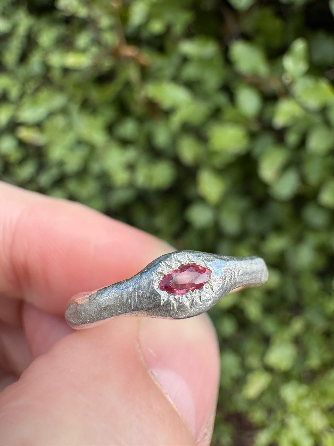 Silver Pink Marquise Sapphire Ring