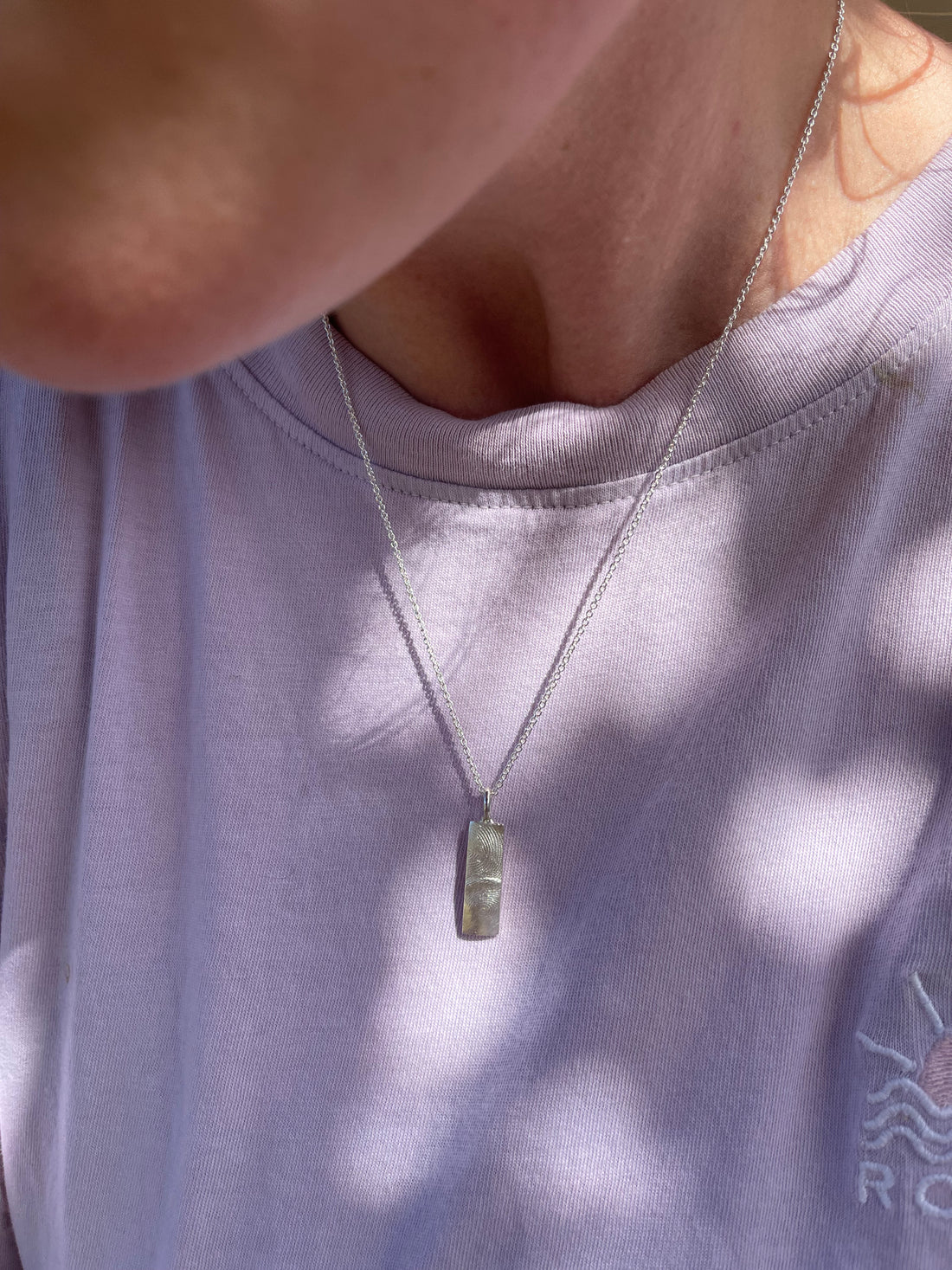 Family Bar Fingerprint Pendant - Sterling Silver - Fingerprint Impression Kit + Necklace