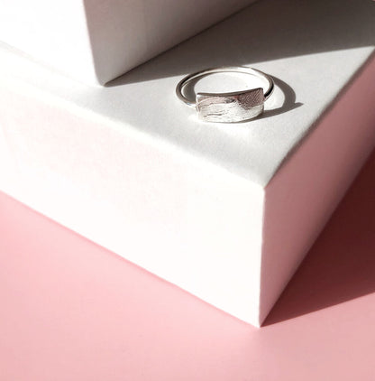 Bar Fingerprint Ring - Sterling Silver - Print Impression Kit + Ring