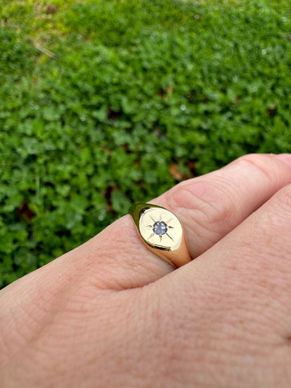 Birthstone Signet Ring 9ct gold