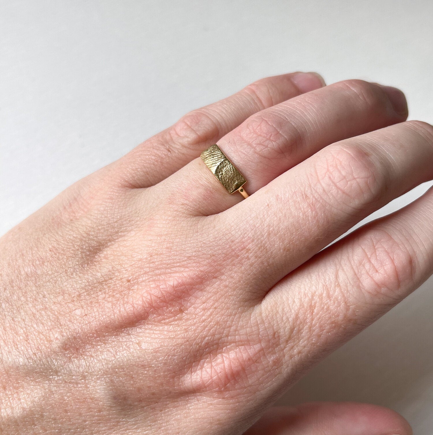 Bar Fingerprint Ring - 9ct Gold - Print Impression Kit + Ring