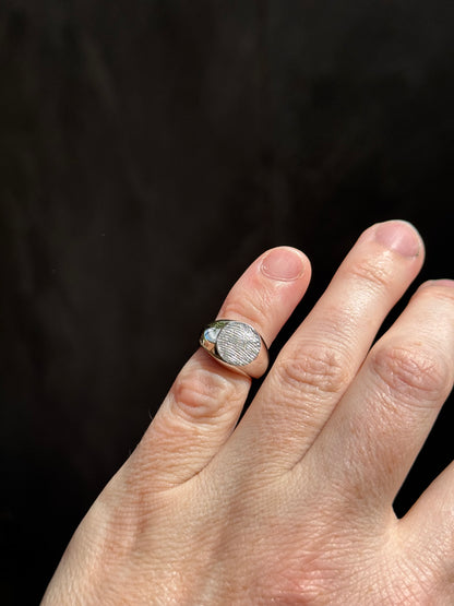 Signet Fingerprint Ring - Sterling Silver or 9ct Gold - Print Impression Kit + Ring