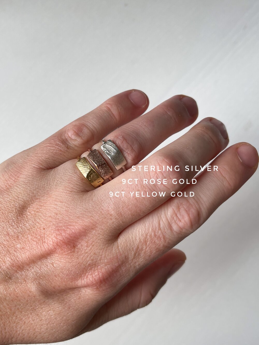 Bar Fingerprint Ring - 9ct Gold - Print Impression Kit + Ring