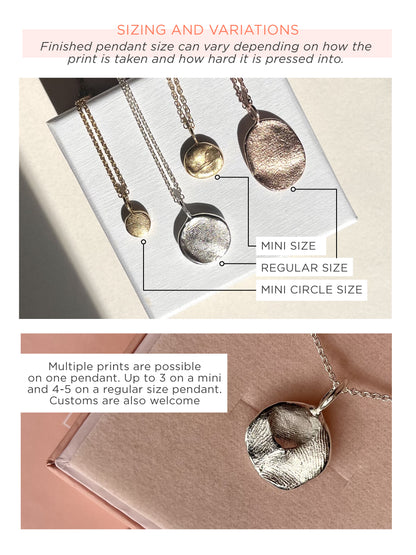 Infant Impression Pendant - Sterling Silver - Fingerprint Impression Kit + Necklace