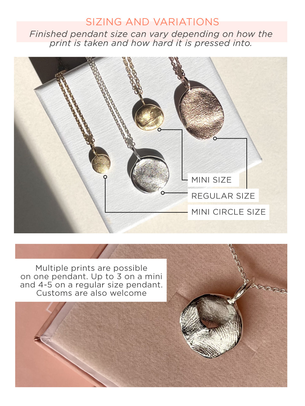 Oval or Circle Fingerprint Pendant - 9ct Gold - Fingerprint Impression Kit + Necklace