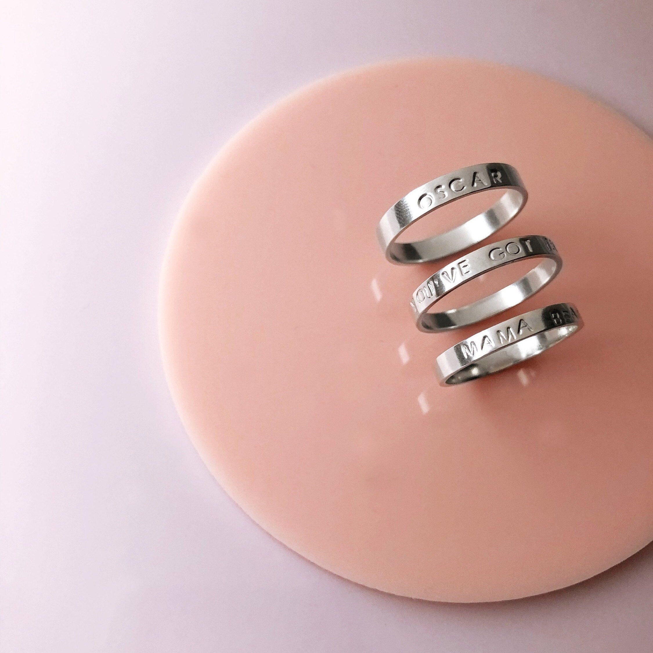 Custom Name Ring - Stackable Hand Stamped Name Ring