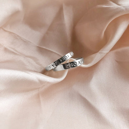 Custom Name Ring - Stackable Hand Stamped Name Ring