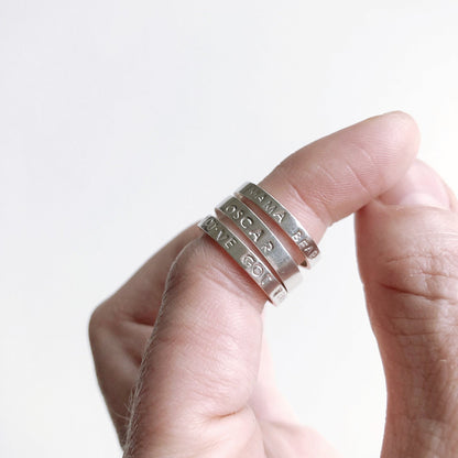 Custom Name Ring - Stackable Hand Stamped Name Ring