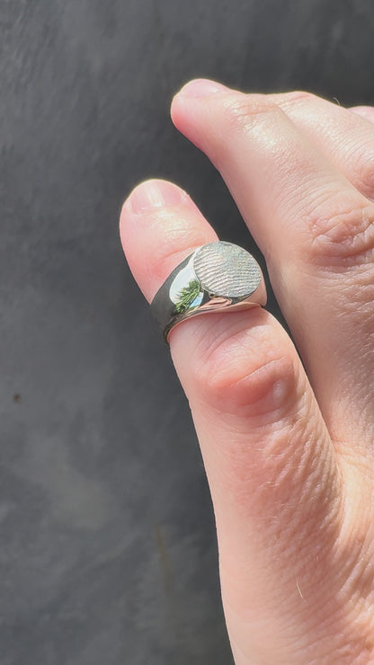 Signet Fingerprint Ring - Sterling Silver or 9ct Gold - Print Impression Kit + Ring