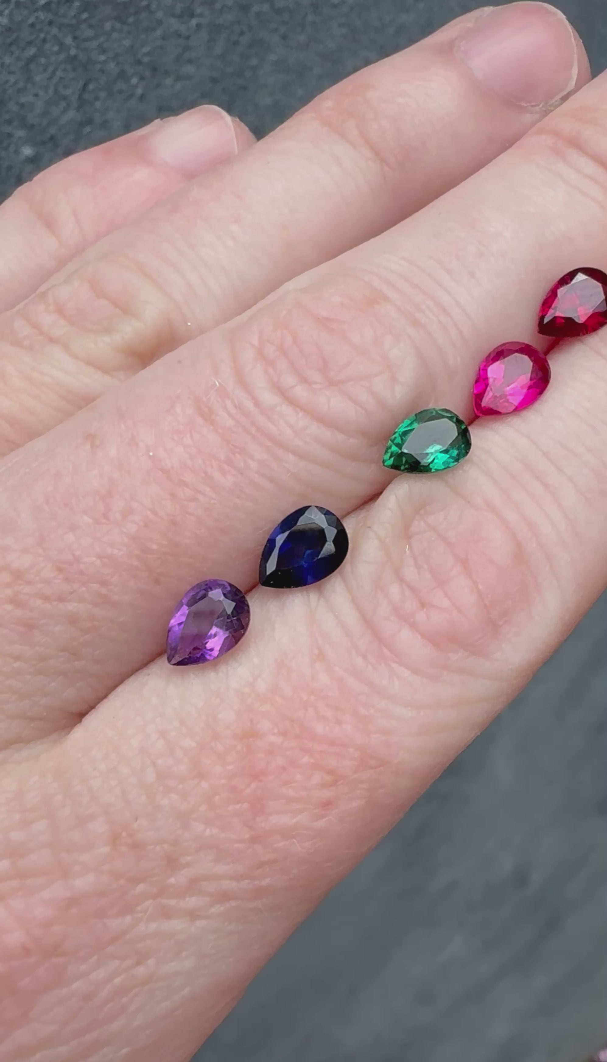 Heart Signet Fingerprint Ring with Pear Gemstone - Sterling Silver or 9ct Gold