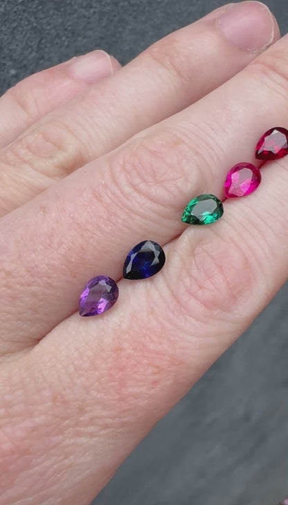 Heart Signet Fingerprint Ring with Pear Gemstone - Sterling Silver or 9ct Gold