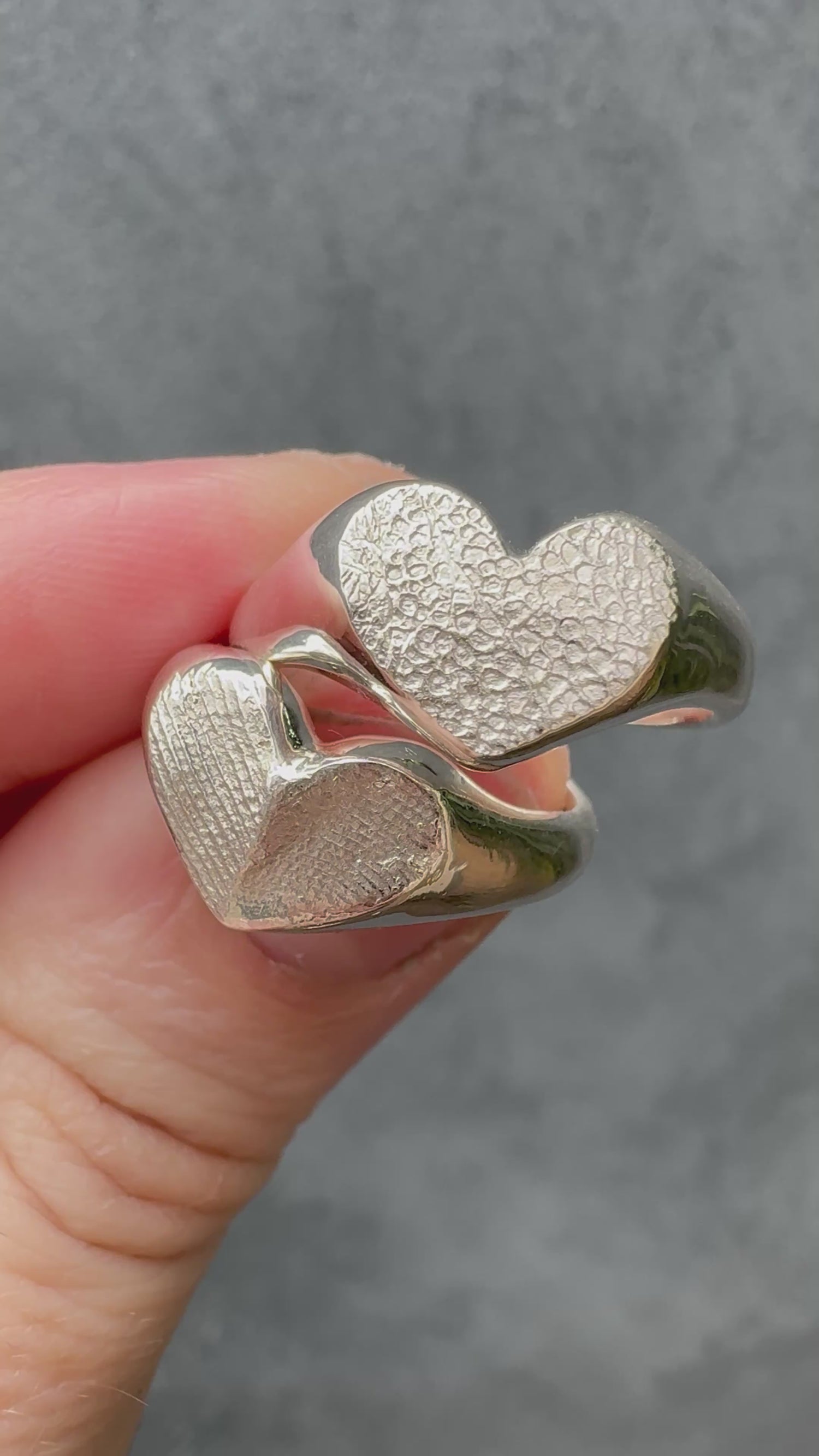 Heart Signet Fingerprint Ring - Sterling Silver or 9ct Gold