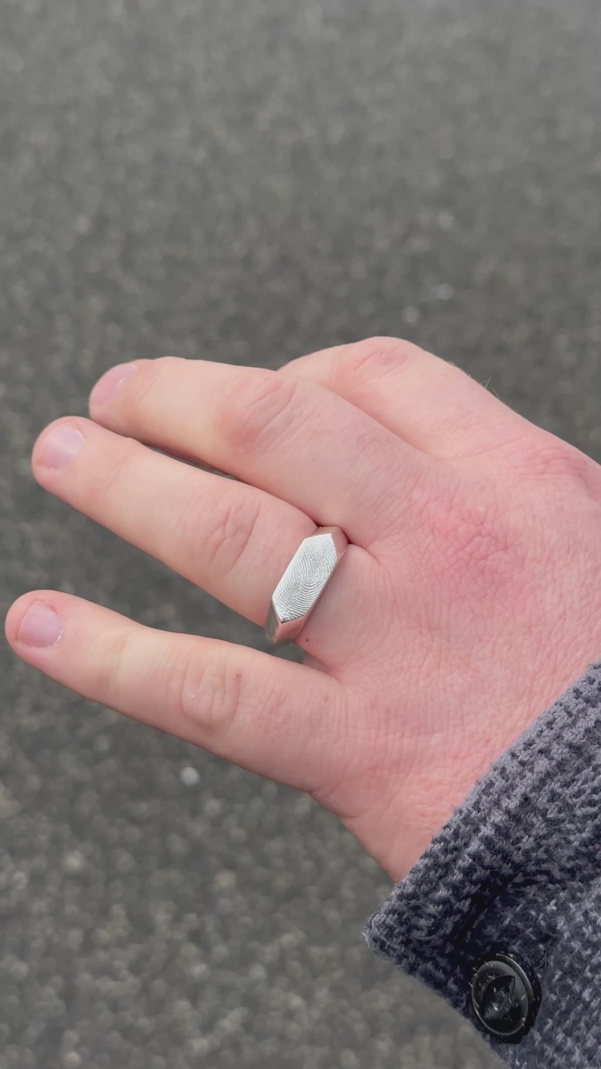 Geometric Fingerprint Signet Ring - Sterling Silver and 9ct Gold