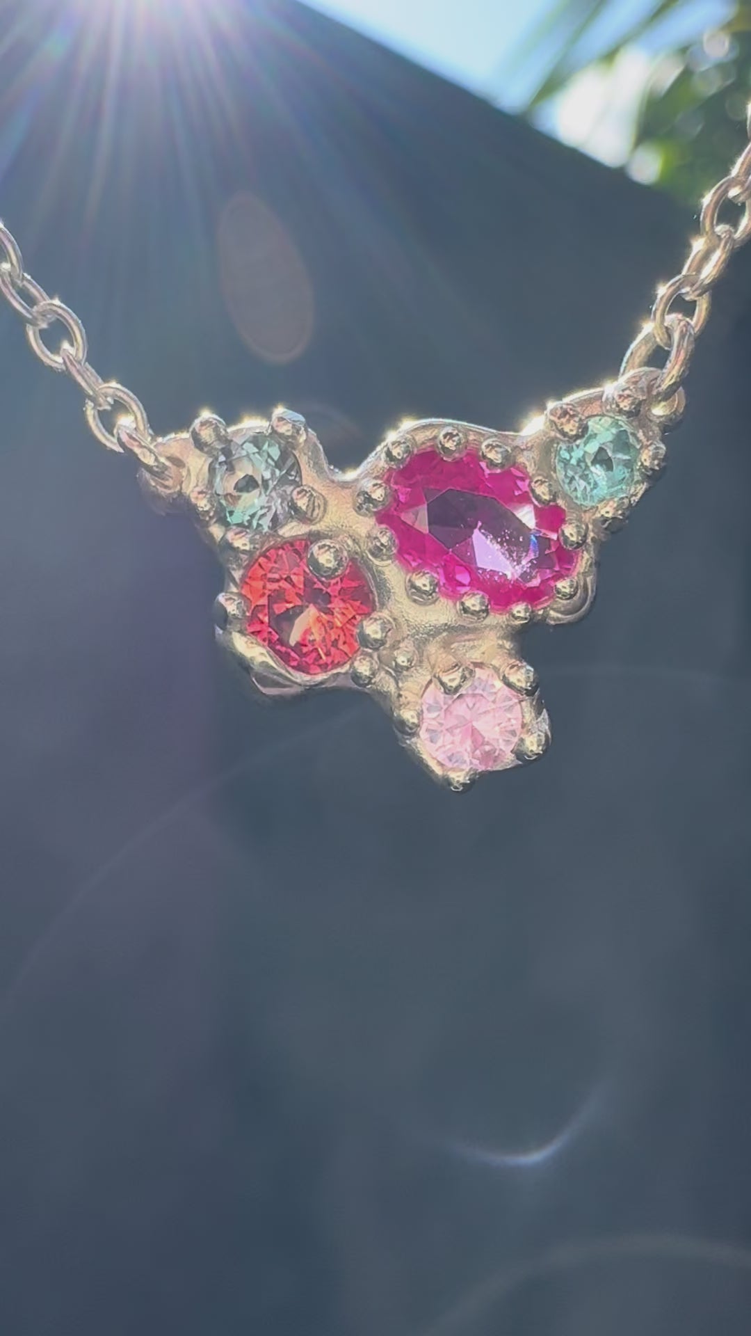Silver Multi Stone Necklace