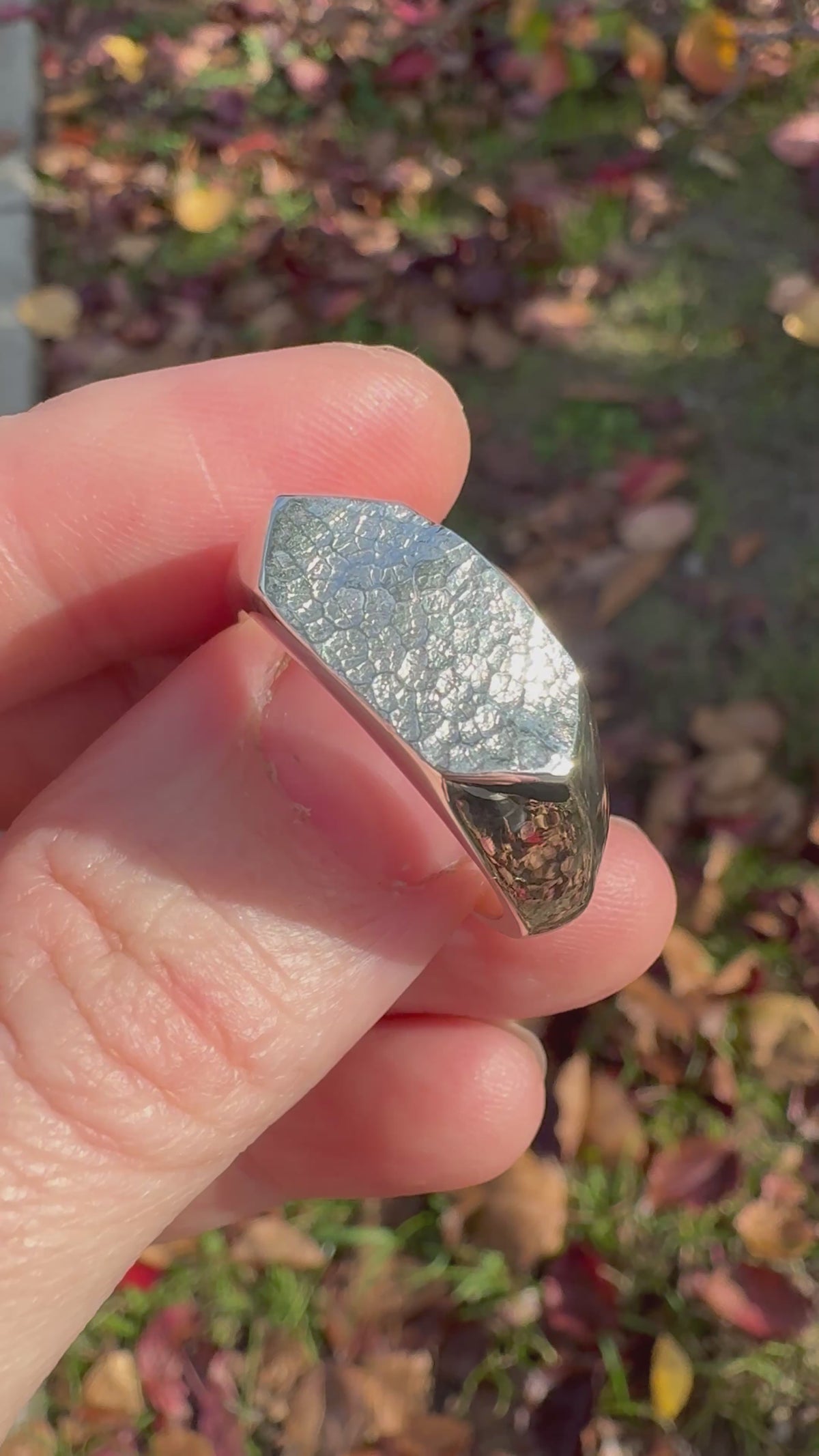 Geometric Fingerprint Signet Ring - Sterling Silver and 9ct Gold