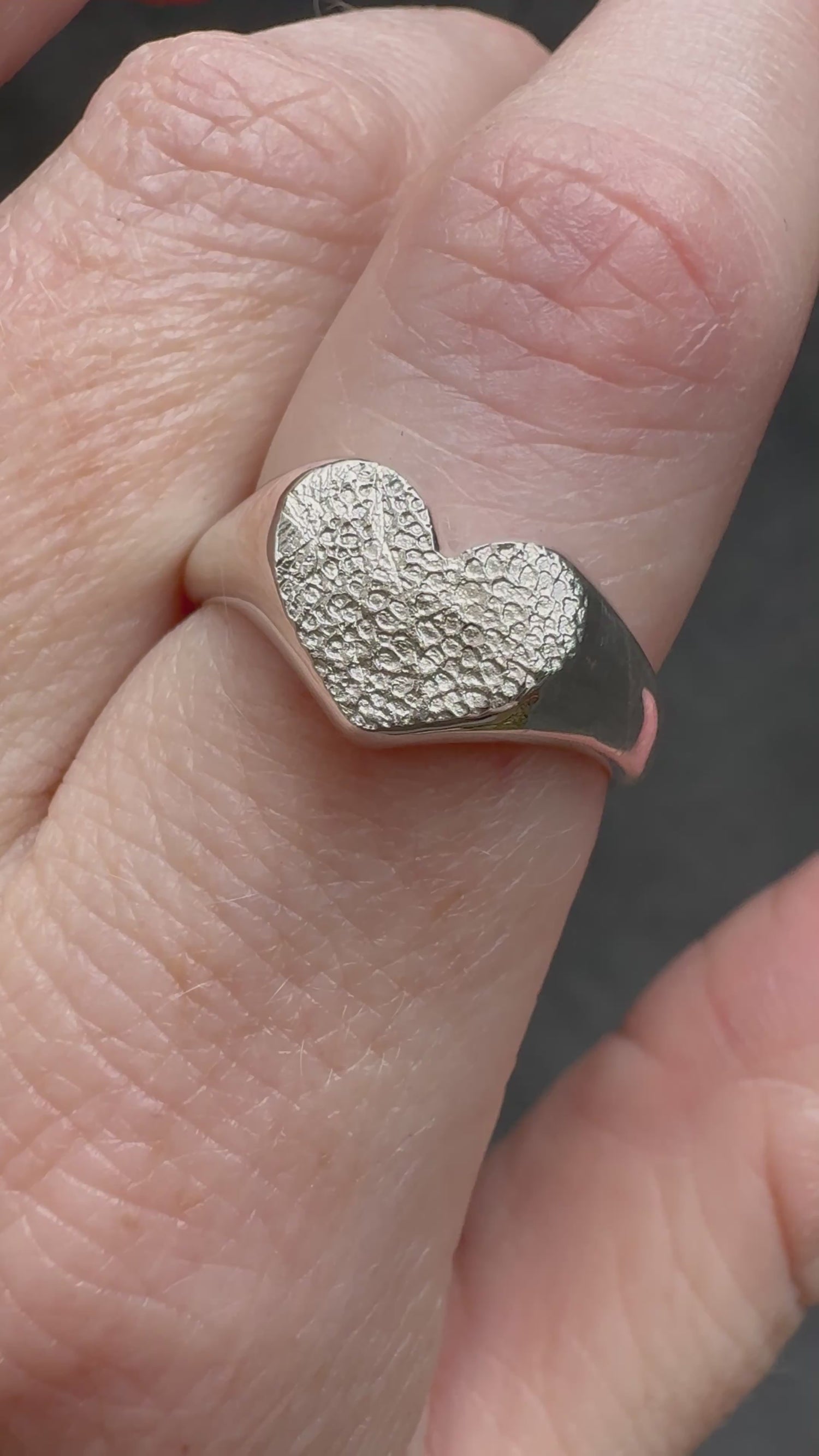 Heart Signet Fingerprint Ring - Sterling Silver or 9ct Gold