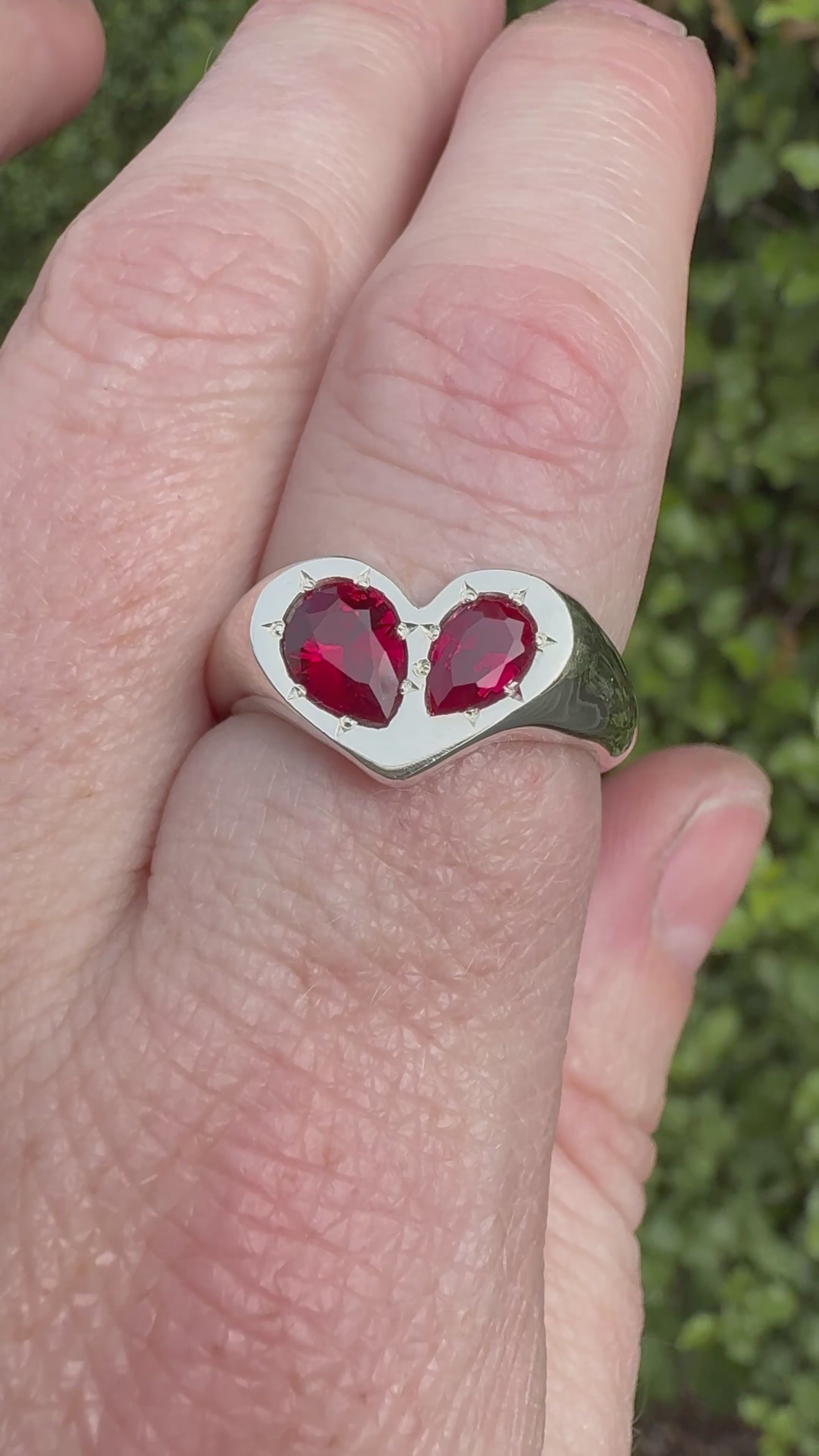 Silver Heart Pear Signet