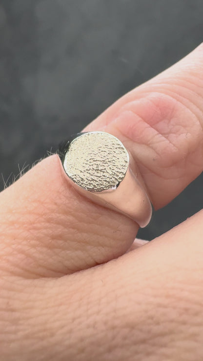 Signet Fingerprint Ring - Sterling Silver or 9ct Gold - Print Impression Kit + Ring
