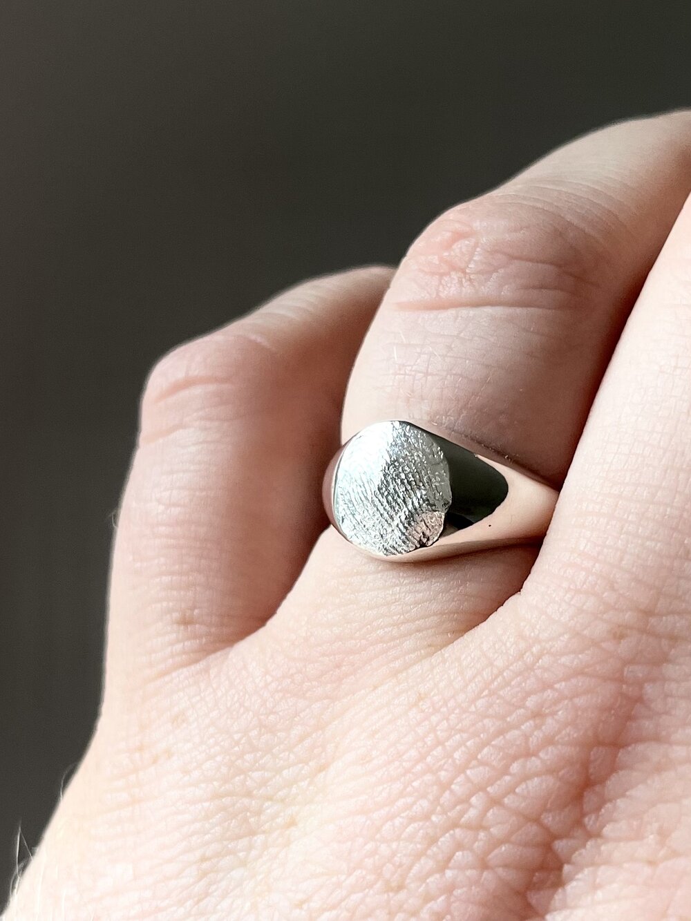 Signet Fingerprint Ring - Sterling Silver or 9ct Gold - Print Impression Kit + Ring