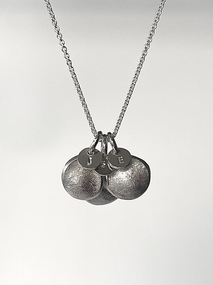 Mini Fingerprint Pendant - Sterling Silver - Fingerprint Impression Kit + Necklace