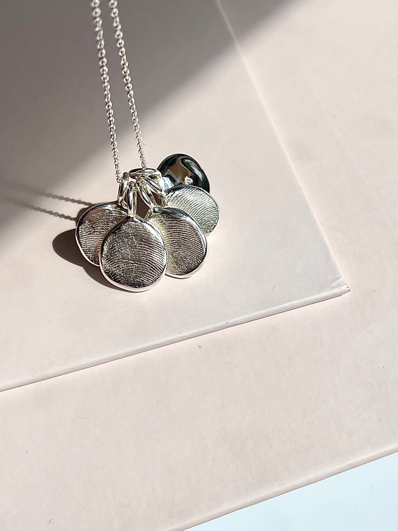 Loved to the moon and back Fingerprint Necklace in Silver or 9ct Gold -  Hold upon Heart