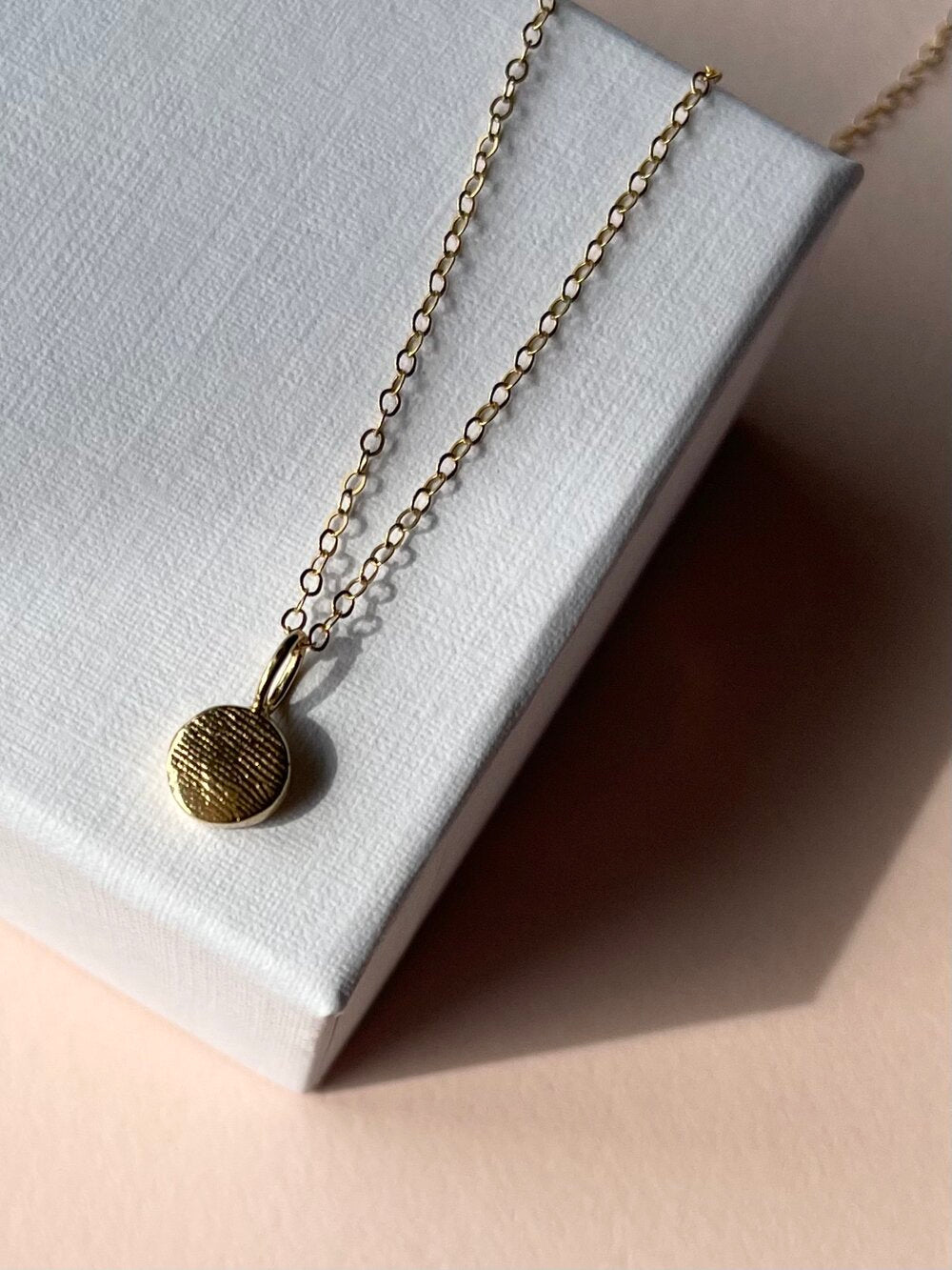 Oval or Circle Fingerprint Pendant - 9ct Gold - Fingerprint Impression Kit + Necklace