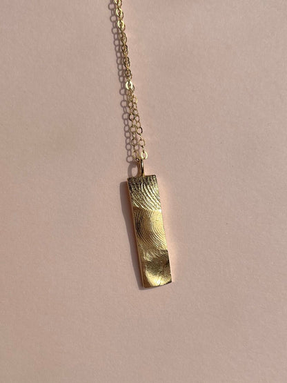Family Bar Fingerprint Pendant - 9ct Gold - Fingerprint Impression Kit + Necklace